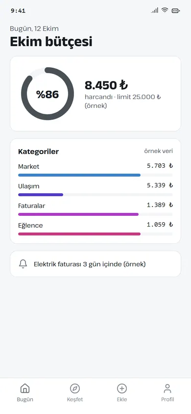 Borç Defteri ana ekranı