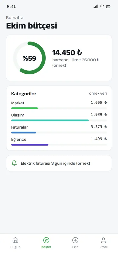 Bütçem fiş fotoğrafı ekleme ekranı