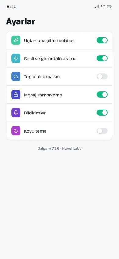 Dalgam ayarlar ekranı