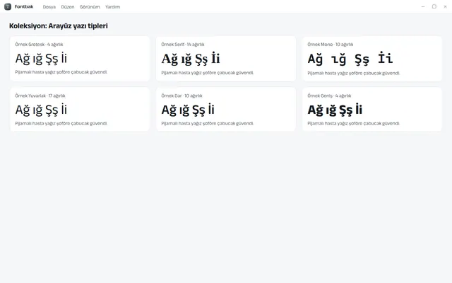 Fontbak koleksiyonlar ekranı