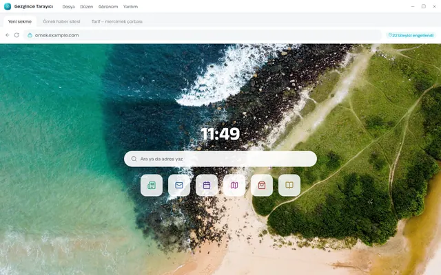 Gezgince Tarayıcı main screen