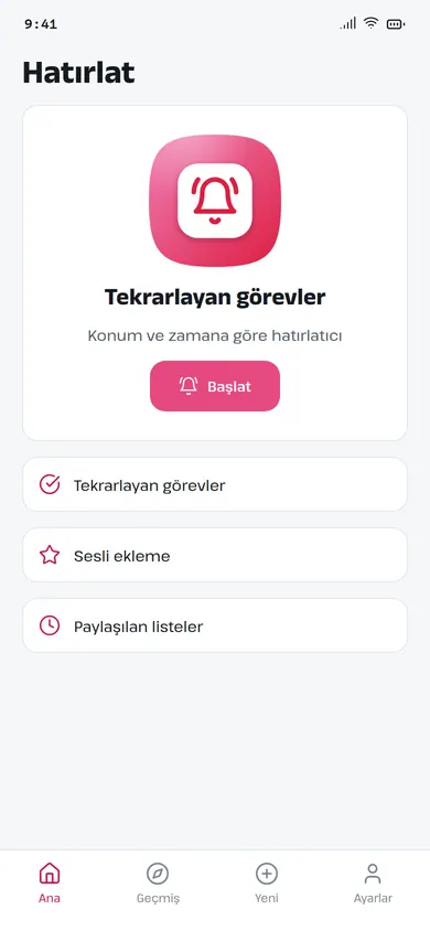 Hatırlat tekrarlayan görevler ekranı