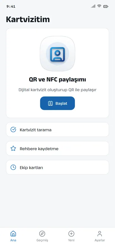 Kartvizitim ana ekranı