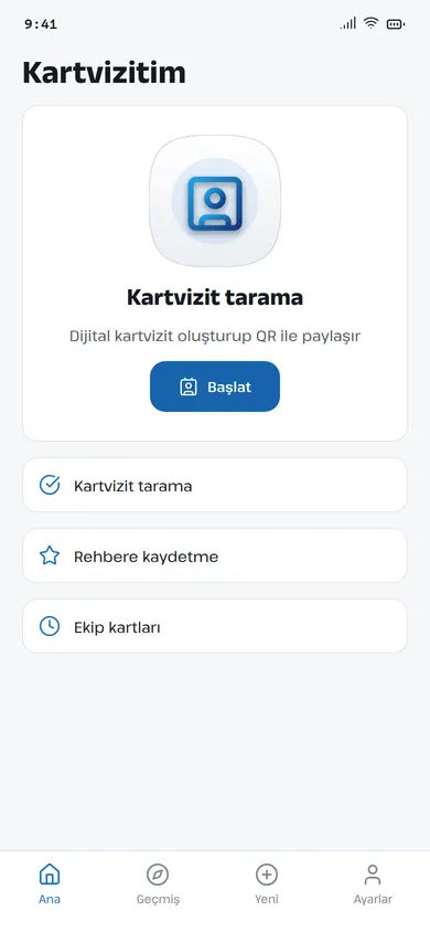 Kartvizitim kartvizit tarama ekranı
