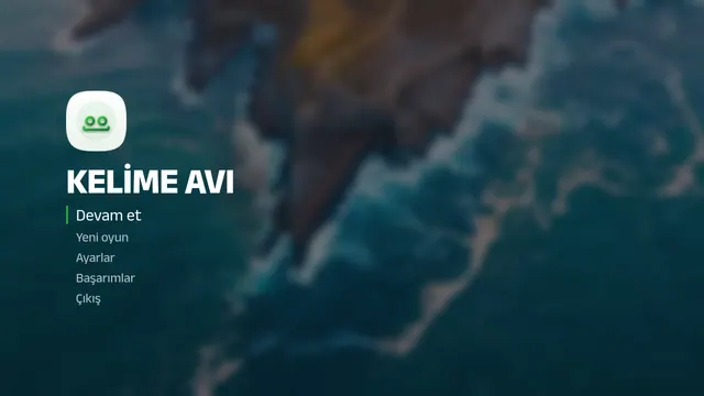 Kelime Avı ana menüsü