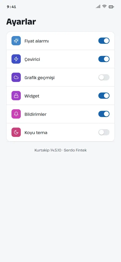 Kurtakip ayarlar ekranı