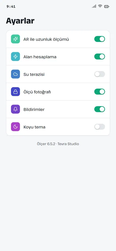Ölçer ayarlar ekranı