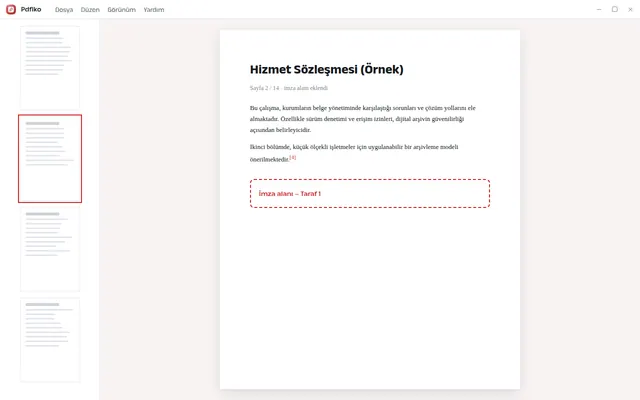 Pdfiko sayfa ayıklama ve döndürme ekranı