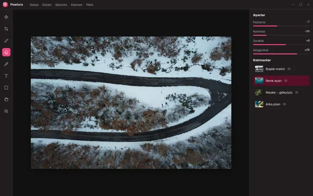 Pixelora raw geliştirme ekranı