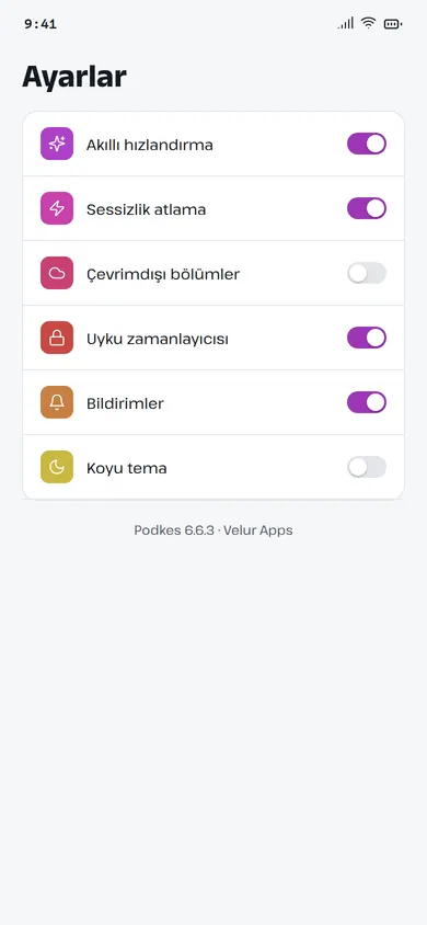 Podkes ayarlar ekranı