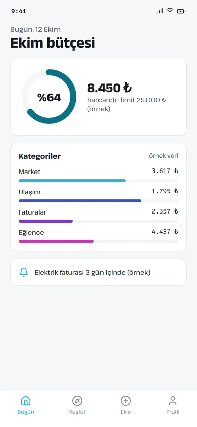 Portföyüm ana ekranı