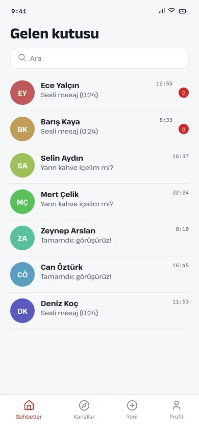 Postacı Mobil ana ekranı