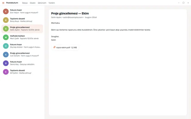 Postakutum gönderimi geri alma ekranı