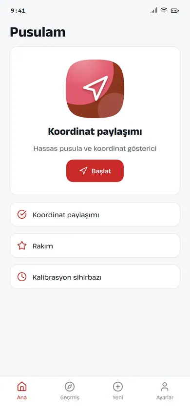 Pusulam koordinat paylaşımı ekranı
