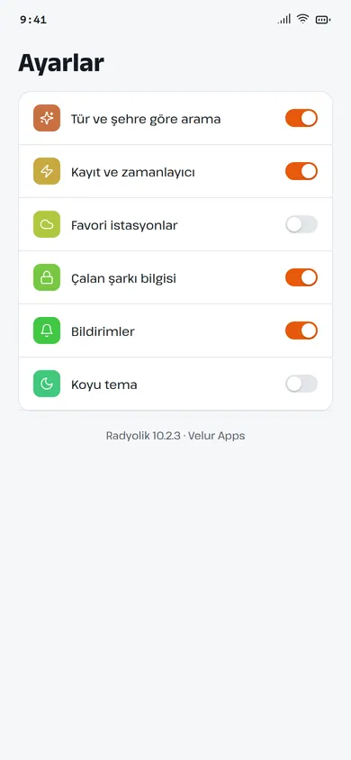 Radyolik ayarlar ekranı