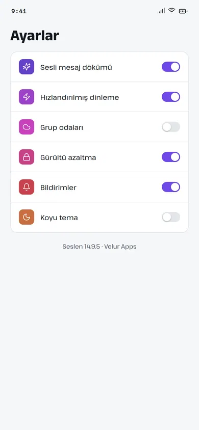 Seslen ayarlar ekranı