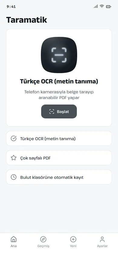 Taramatik türkçe ocr (metin tanıma) ekranı