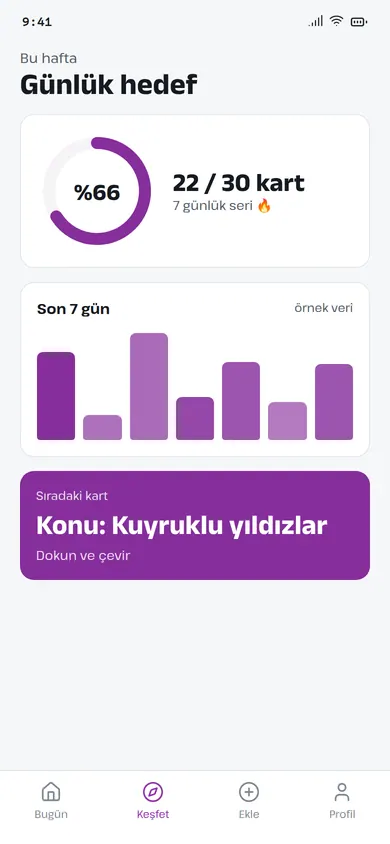 Tarihçe günlük bilgi kartı ekranı